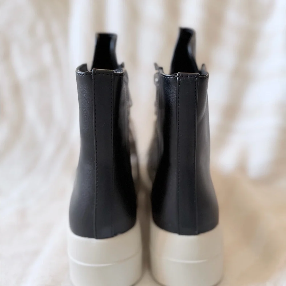 Black & White Platform Leather High-Tops - Picture 4 of 5